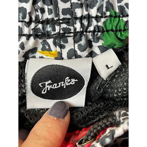 Franks Black Multicolor Tropical Print Swimming Trunks Men's Size L NWT - Picture 3 of 5